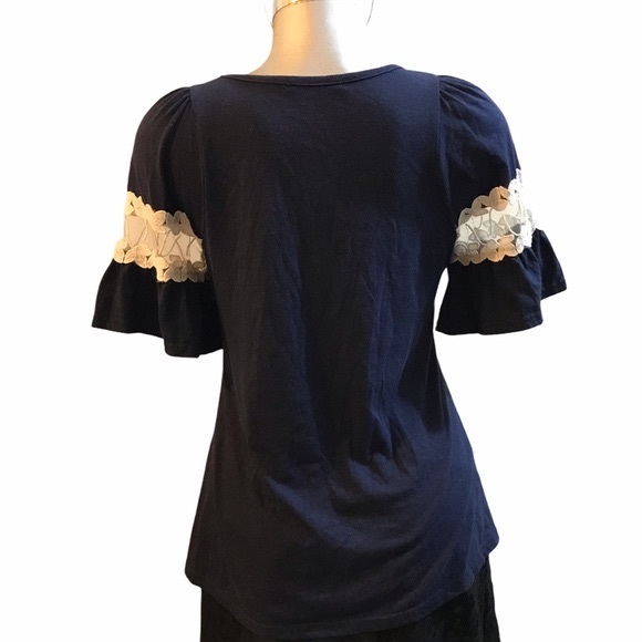 Boho Blouse Top Puffy Lace Short Sleeves Victorian Loose Fit Peasant Feminine - Picture 4 of 4